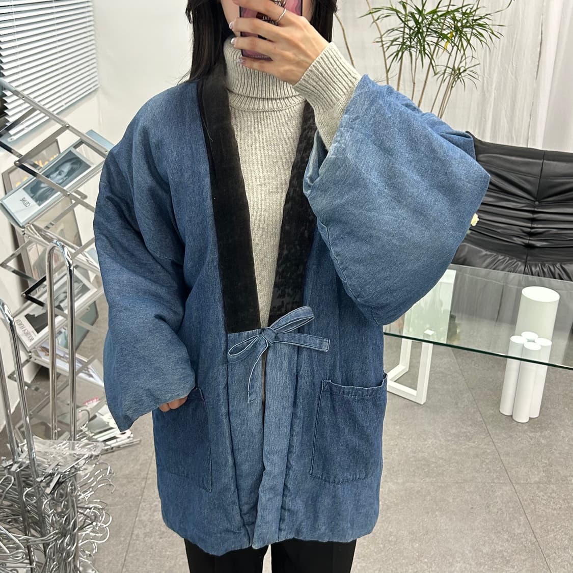 상텐 데님 로브 패딩 상품이미지3