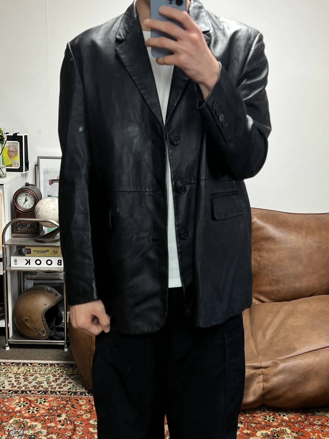 [L] 램스킨 빈티지 양가죽 블레이저 자켓 상품이미지2