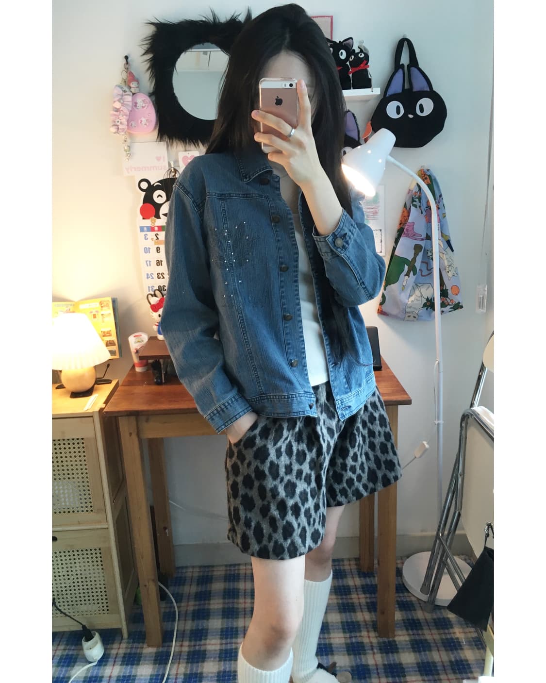 vintage cubic flower denim jacket blue 상품이미지3