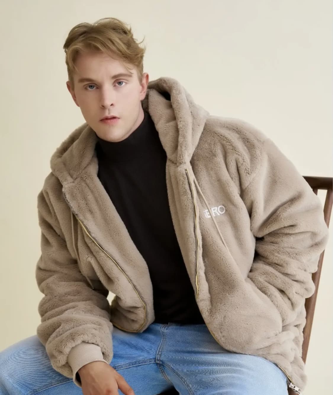 짐브로 프리미엄 퍼 후드 패딩 베이지 xl 110 상품이미지1