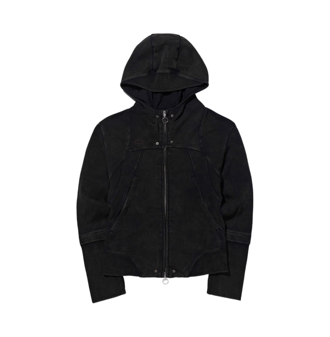 미스치프 롬버스 펀칭 후드 집업 블랙 상품이미지1