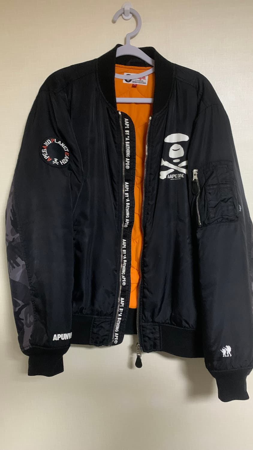 베이프 에이프 블랙 봄버 자켓 XL 상품이미지1