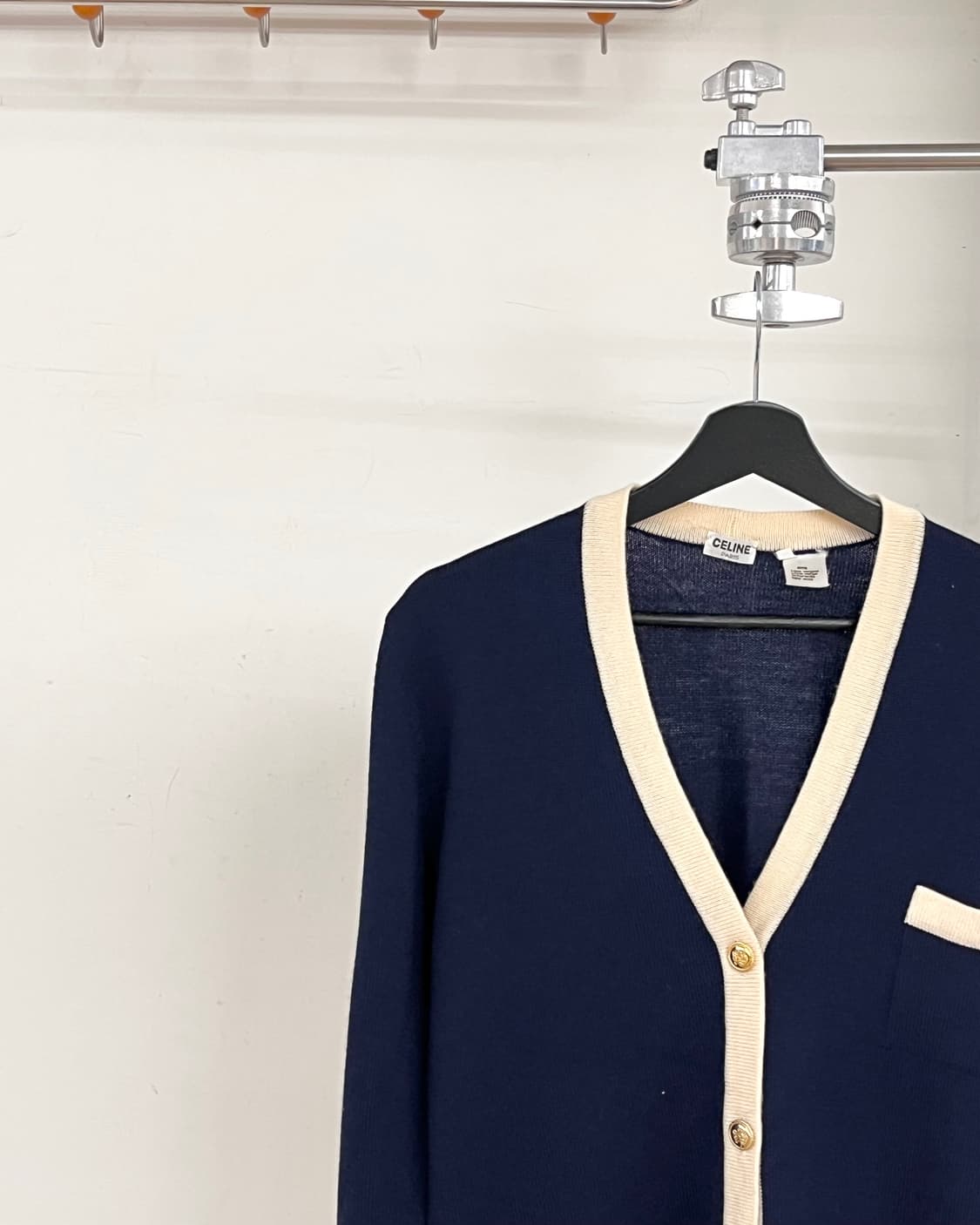 셀린느 네이비 포켓 골드버튼 니트 가디건 상품이미지3