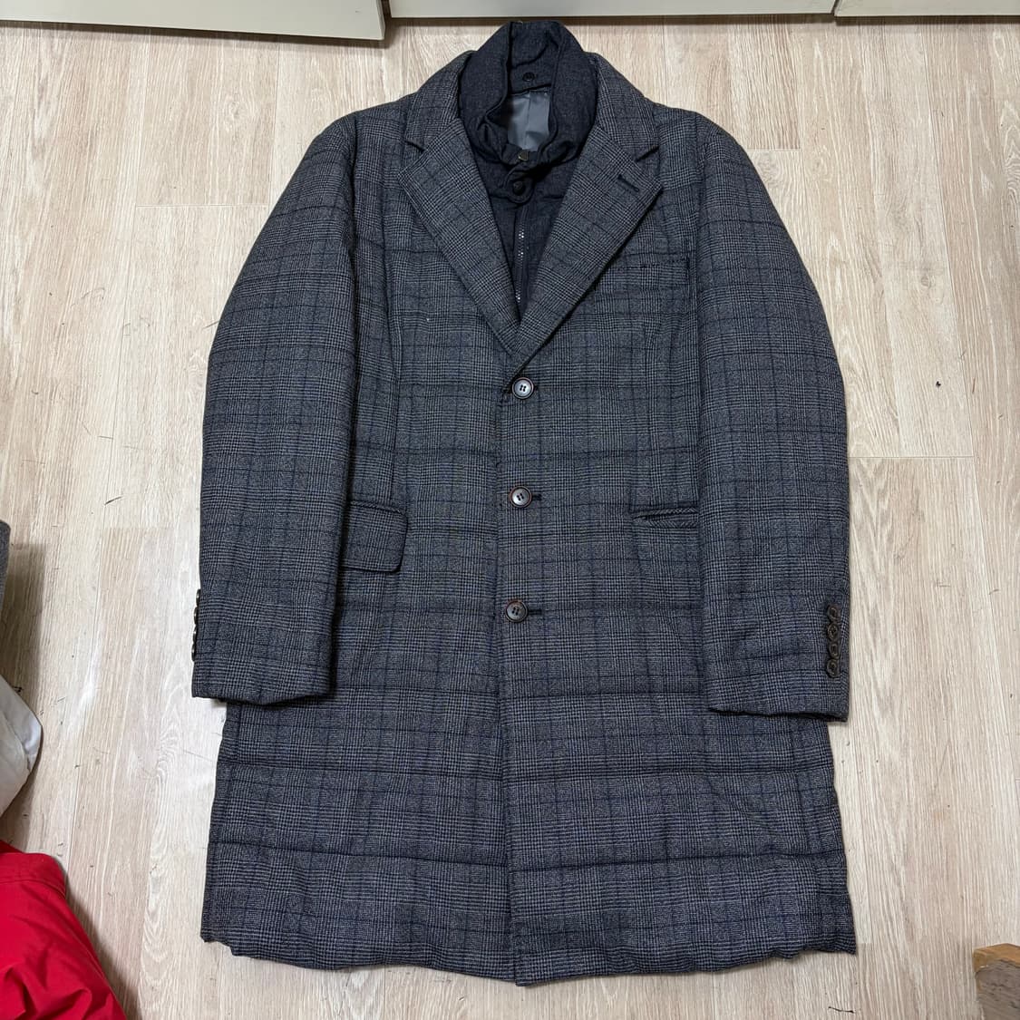 지오투 남성 클래식 체크 롱패딩 패딩코트 XXL/110  상품이미지1