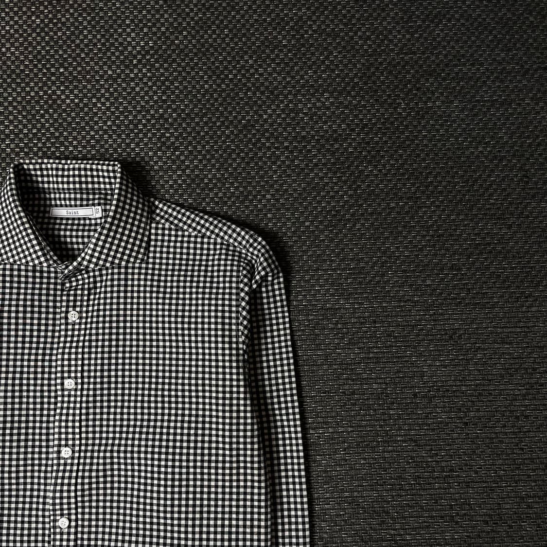 세인트 블랙 마이크로 체크 패턴 긴팔 셔츠 52 상품이미지3