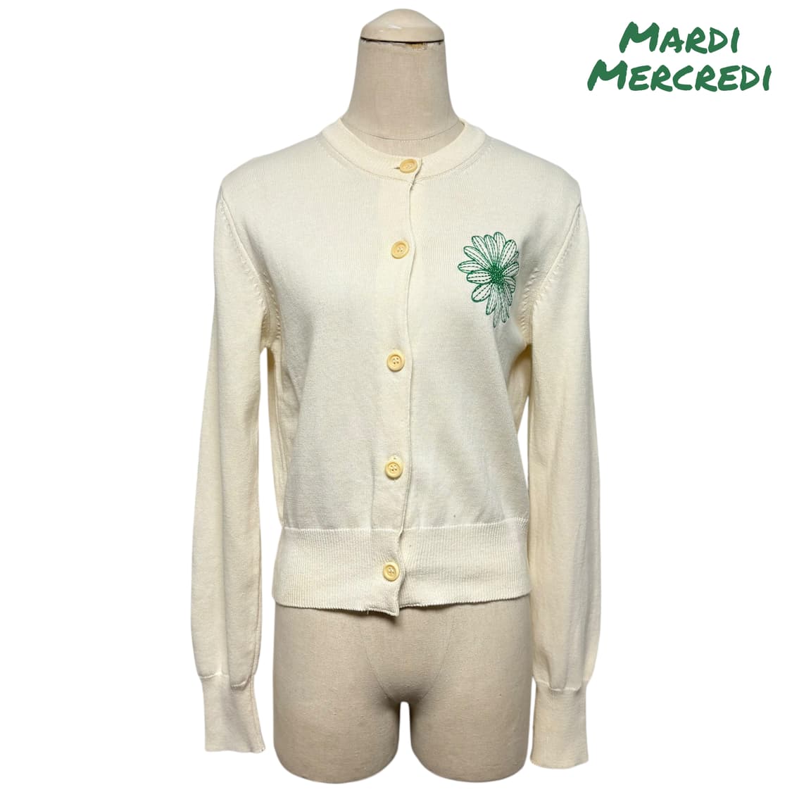 3837 마르디 메크르디 아이보리 플라워 가디건 상품이미지1