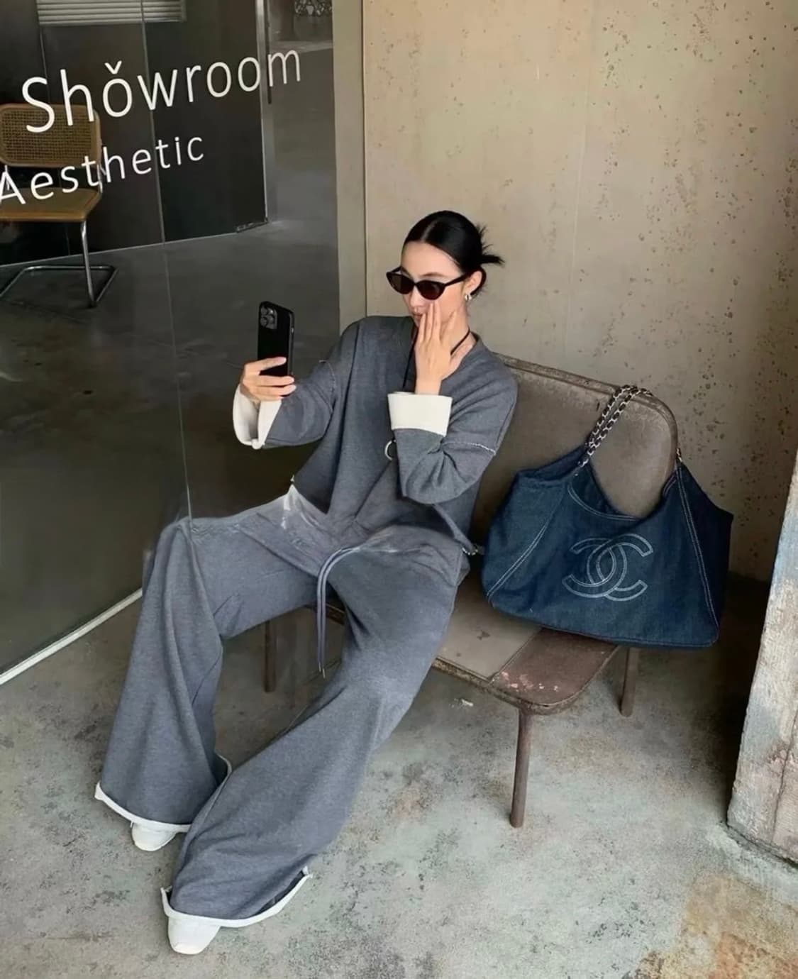 샤넬 CC로고 데님 체인 숄더백 진청 상품이미지1