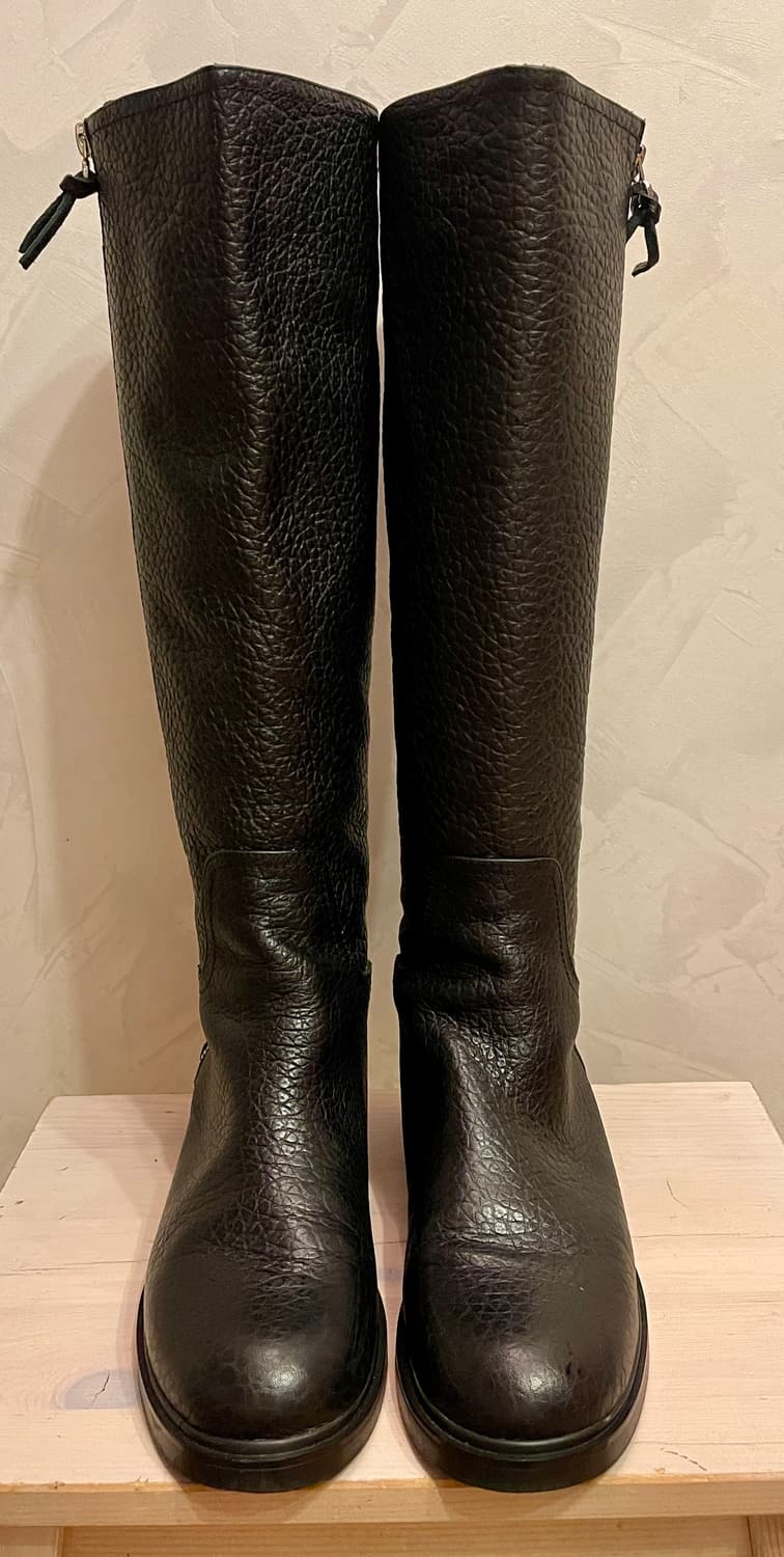 리얼 카우레더 지퍼 롱부츠 블랙 38사이즈(245~250) 상품이미지1