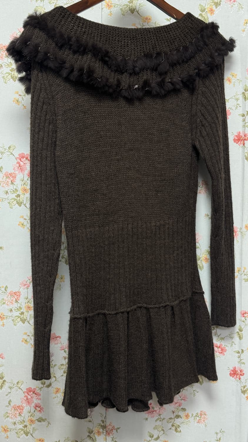 프릴 퍼 원피스 아우터 상품이미지2