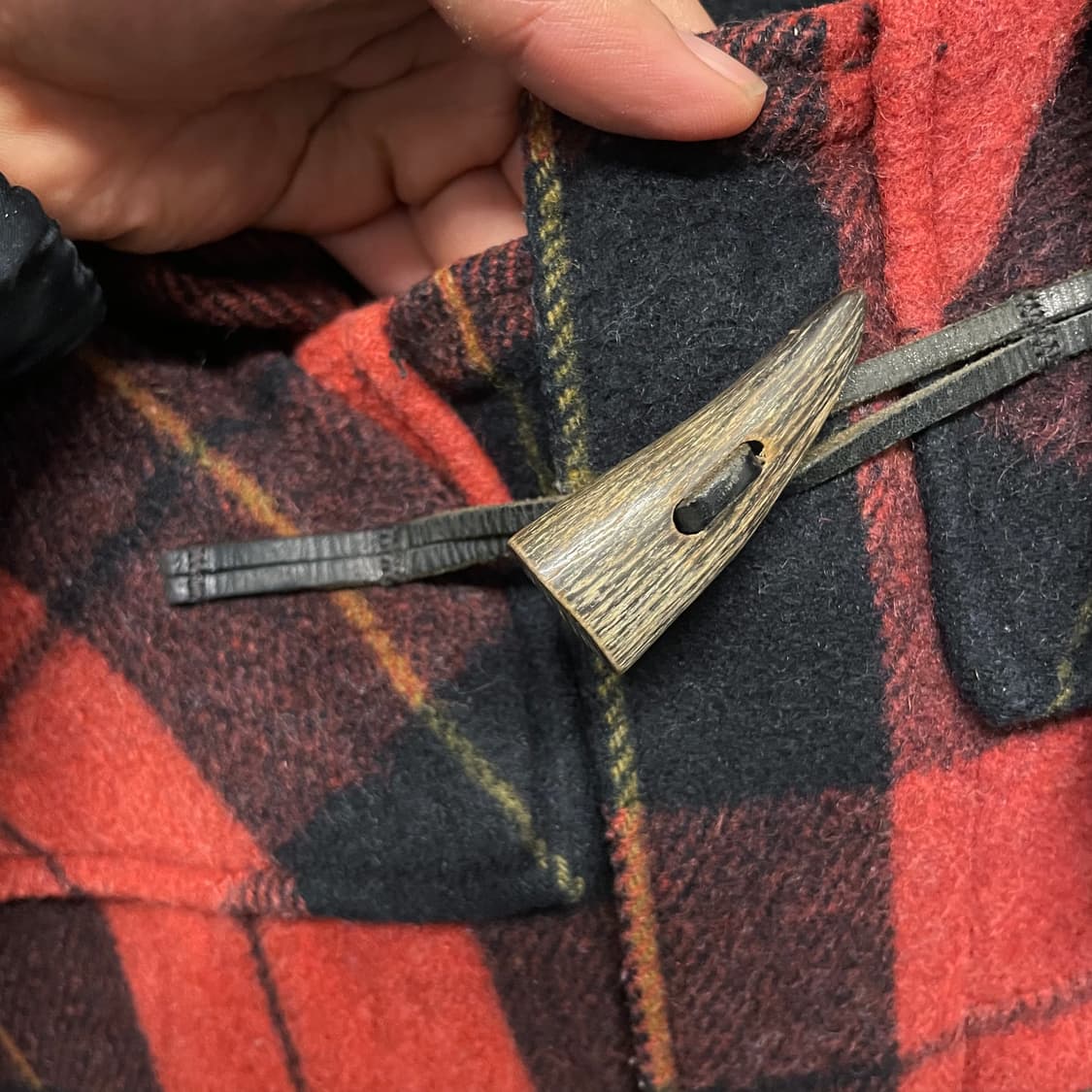 70s 글로버올 GLOVERALL 체크 패턴 후드 더플 코트 떡복이 코트 상품이미지6