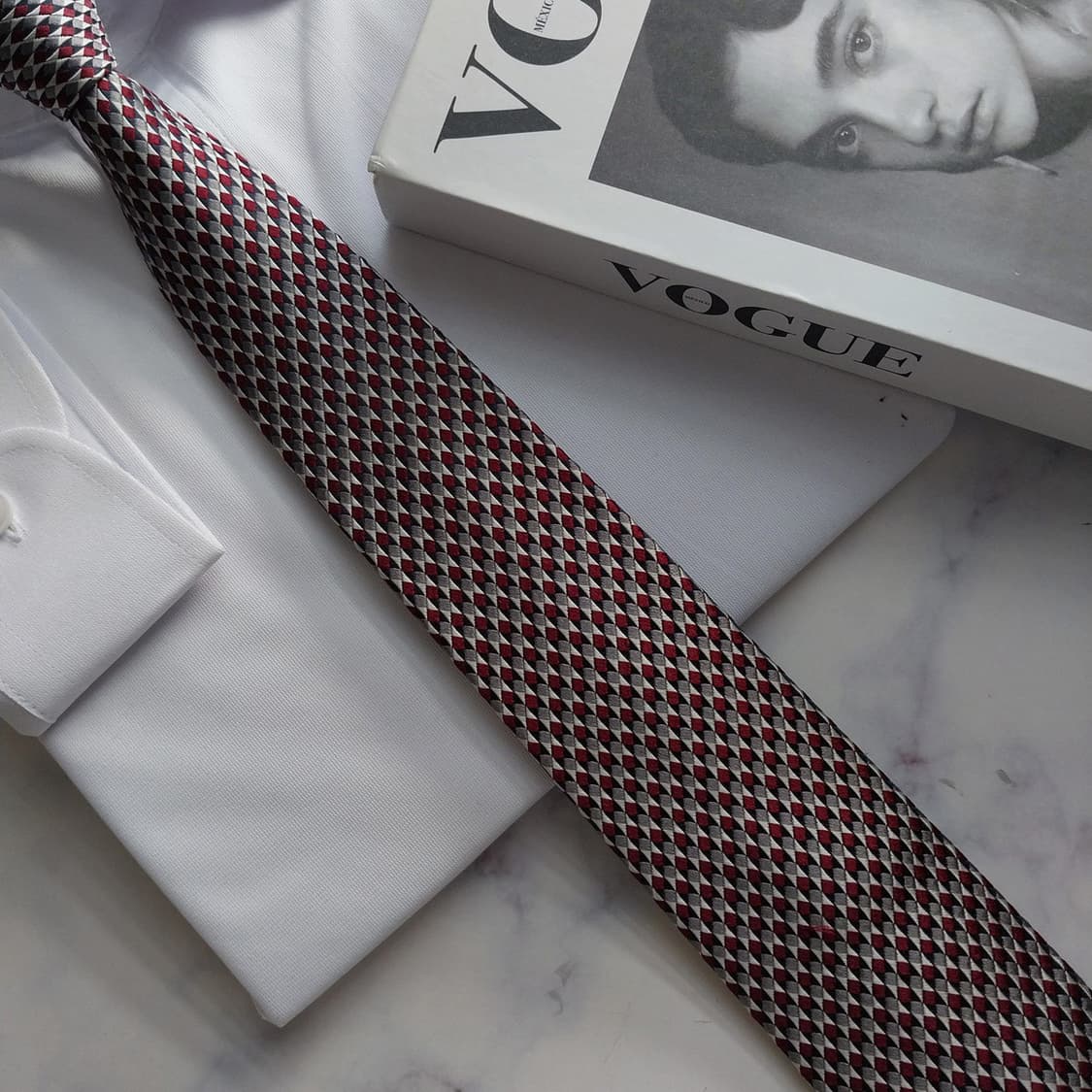 제냐 실크 레드 마이크로 지오메트릭 넥타이 8.6cm A+등급 K1660 상품이미지9