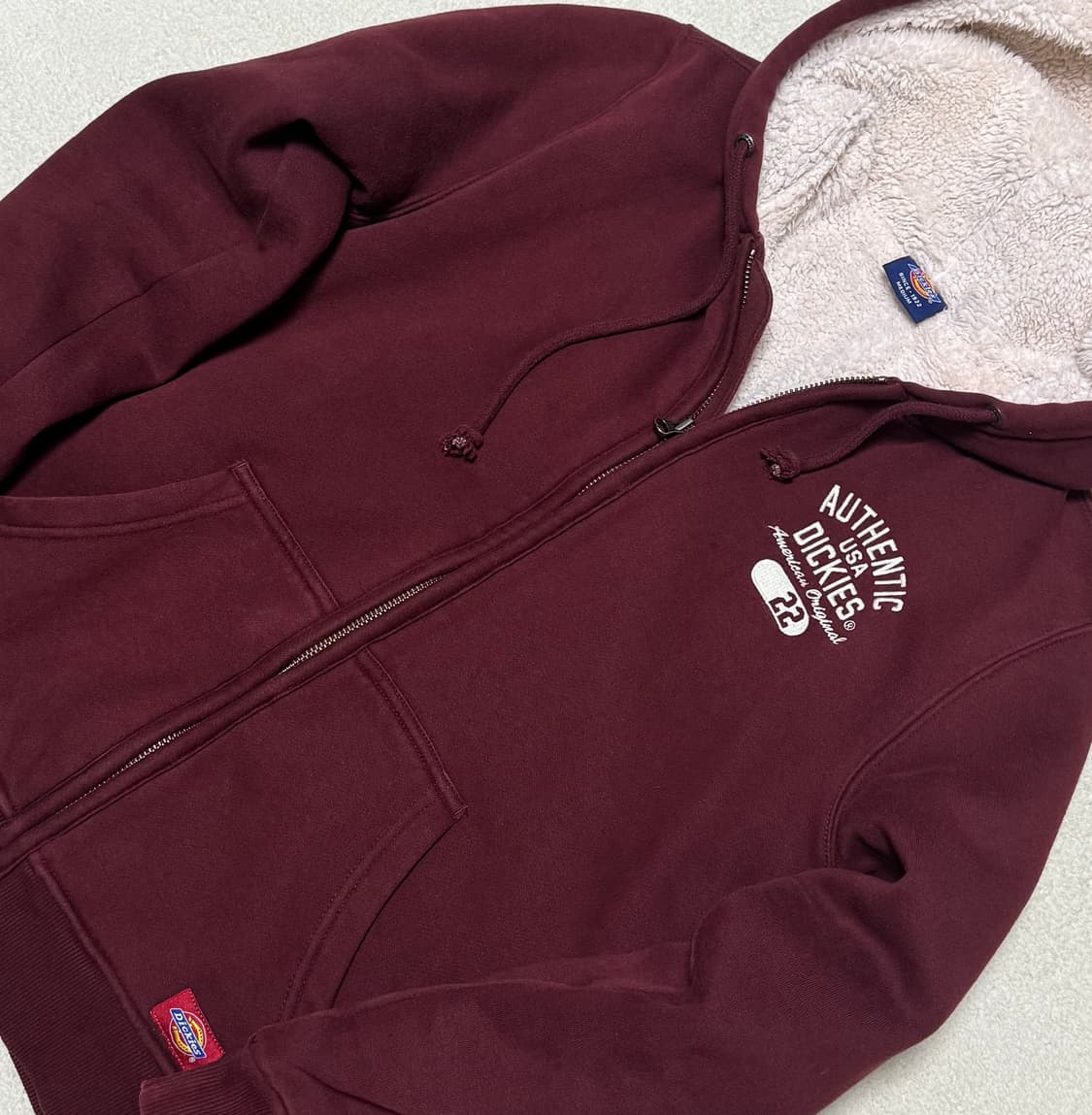 Dickies 디키즈 버건디 양털 후드집업 상품이미지3