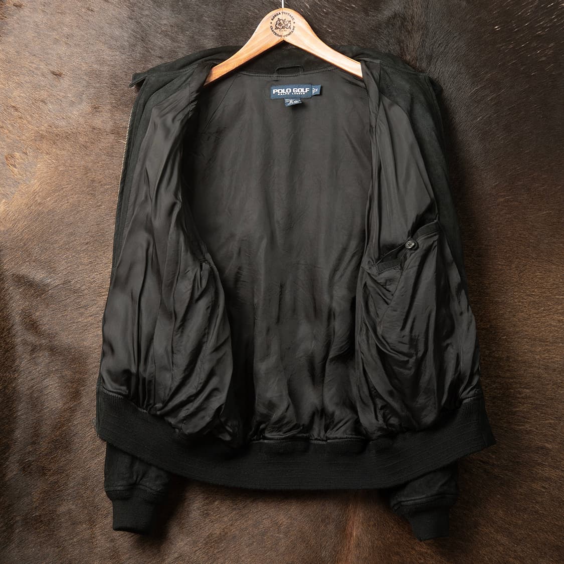 [M] 90s 폴로 랄프로렌 골프라인 스웨이드 헤링턴 자켓 블랙  상품이미지8