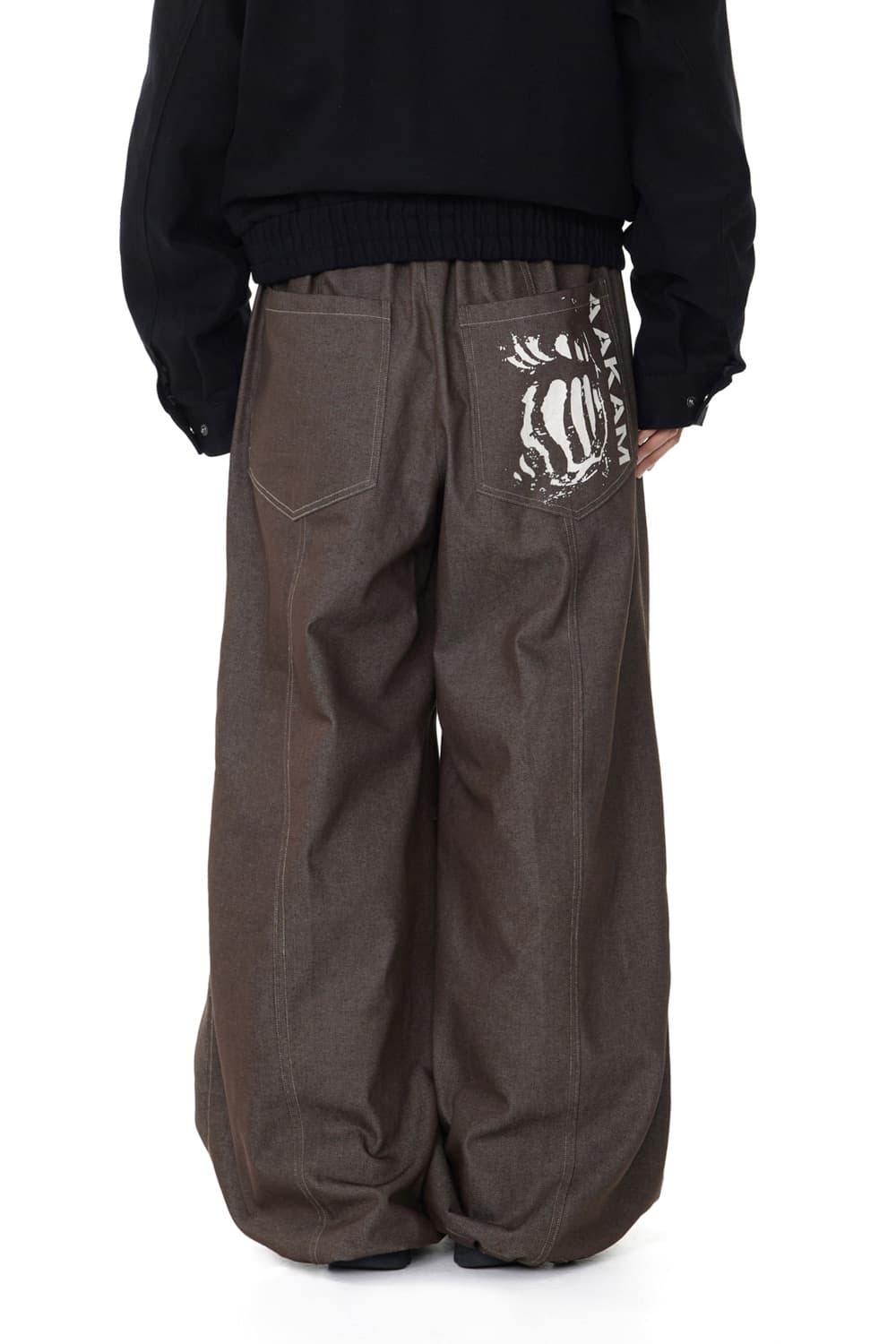 Aakam knee pin-tuck printed denim brown1 상품이미지1