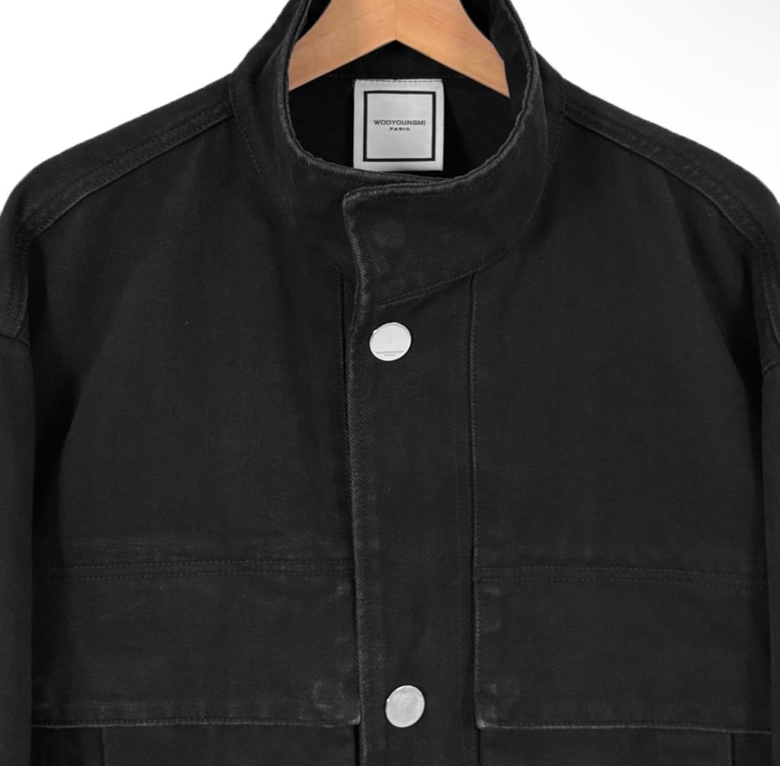 [48] 우영미 남성 22fw 하이넥 데님 봄버 점퍼 자켓 블랙 상품이미지4