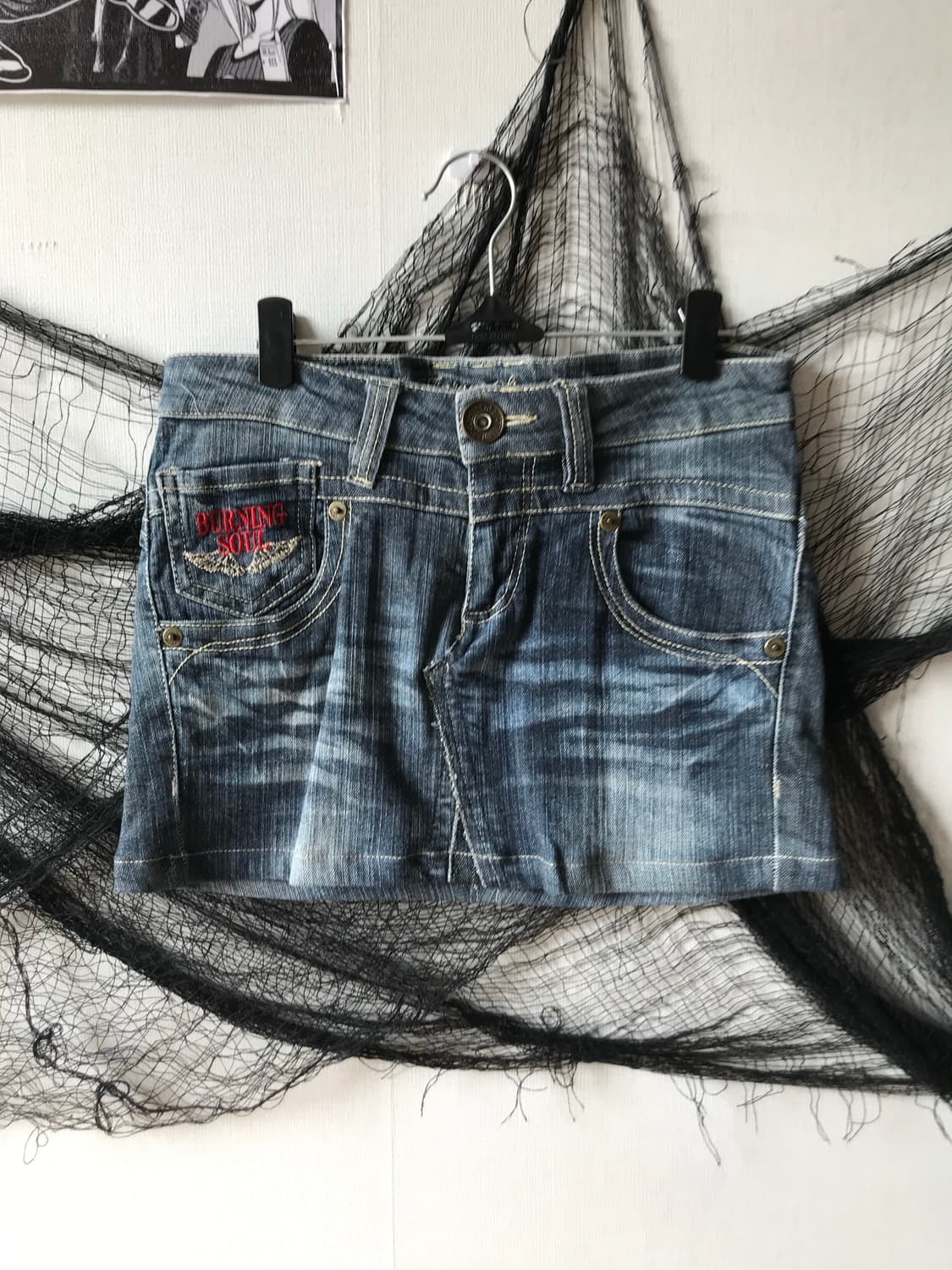 00s mood back patch detailed denim skirt 상품이미지4