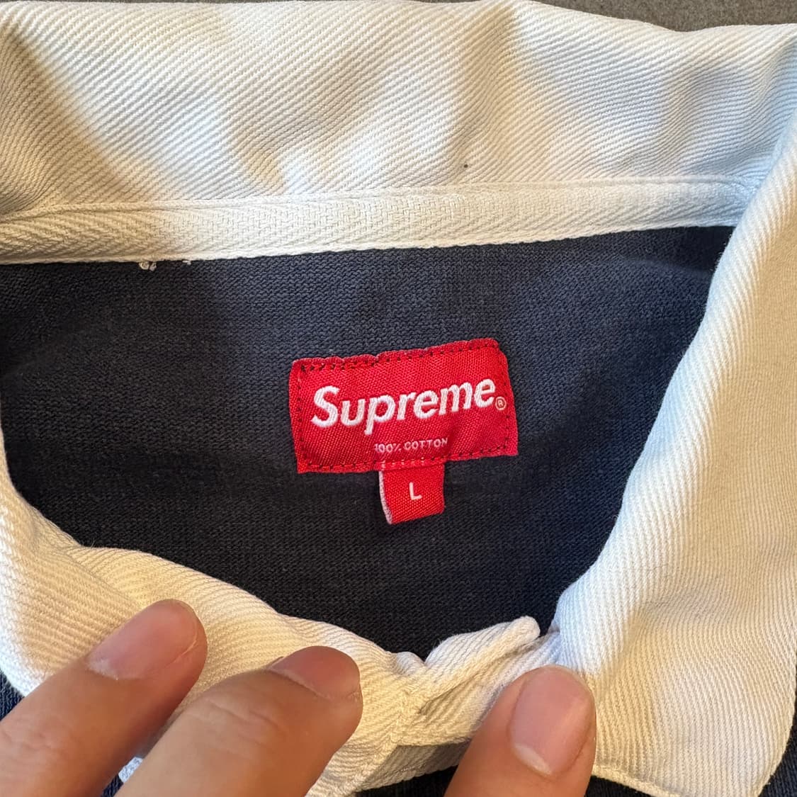 15Fw 슈프림 정품 네이비 럭비티 스웻셔츠 상품이미지4