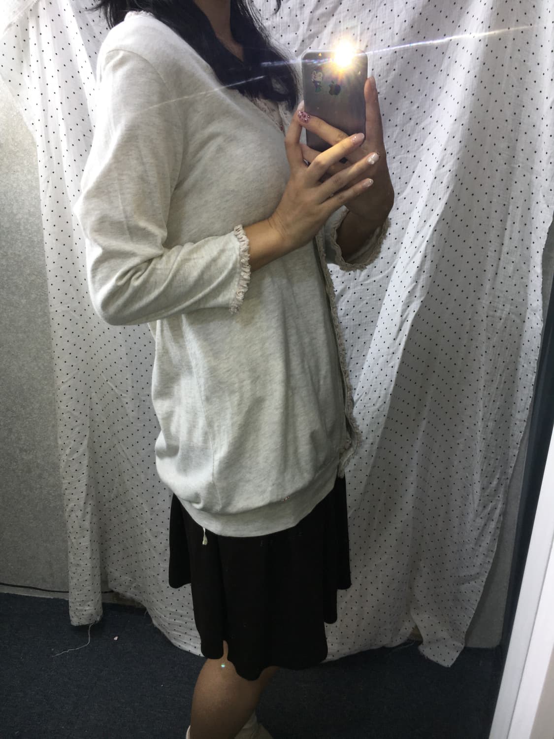 오트밀 세미 롱 가디건 상품이미지4