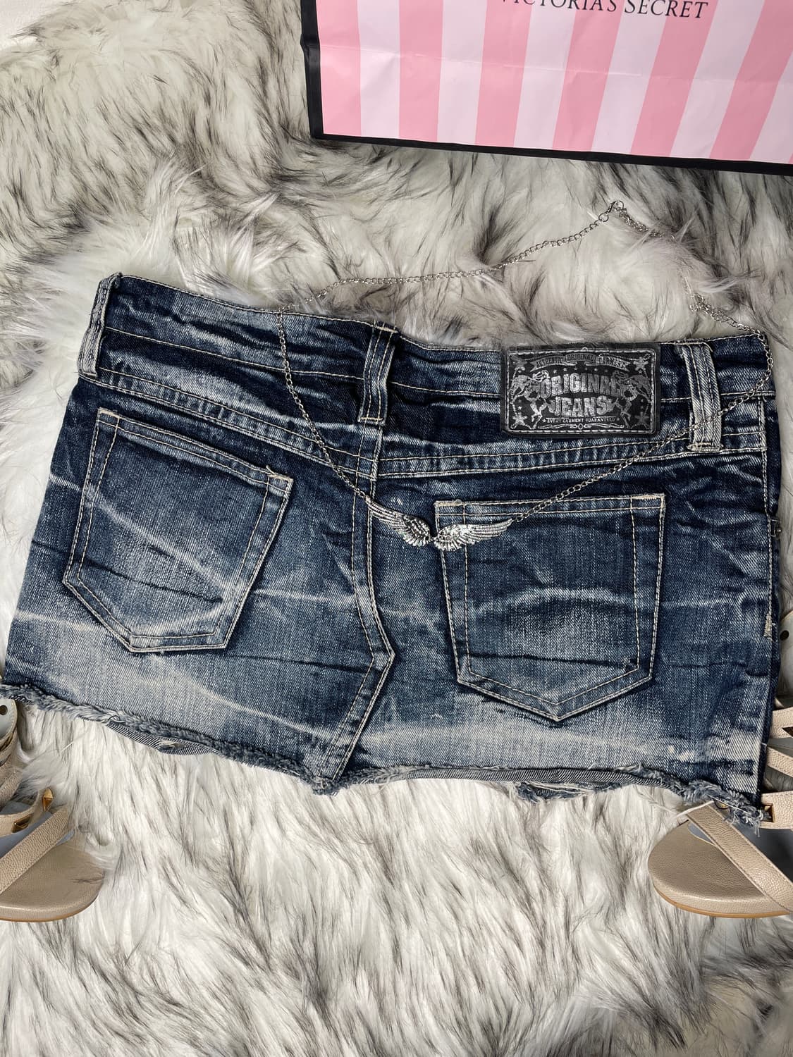 빈티지 데미지 로우라이즈 데님 스커트 상품이미지3