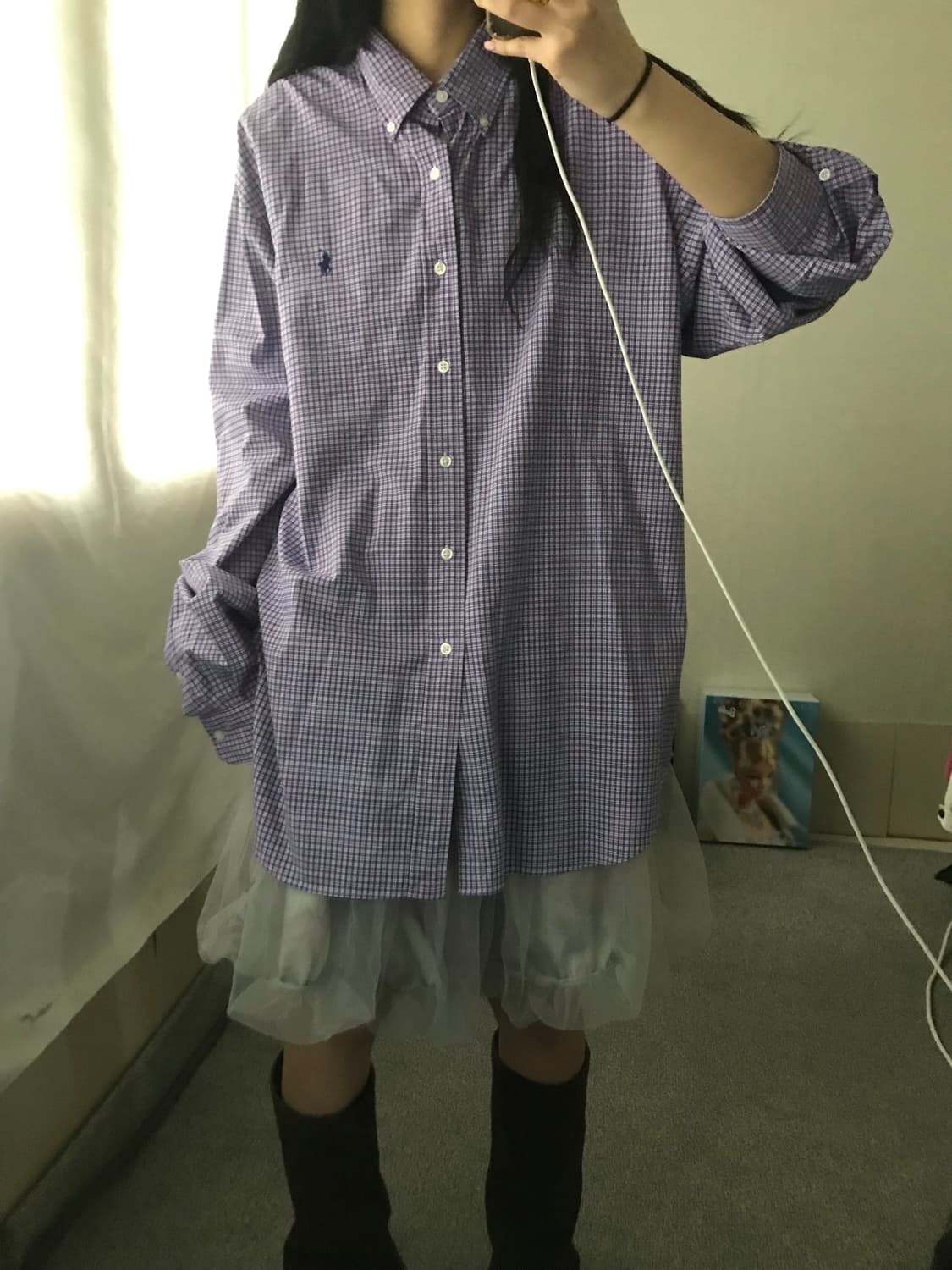 폴로 퍼플 체크셔츠 상품이미지1