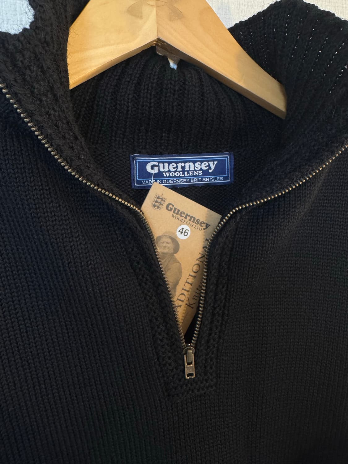 [46]건지울른스 피셔맨 하프집업 니트스웨터 블랙 새상품 상품이미지4