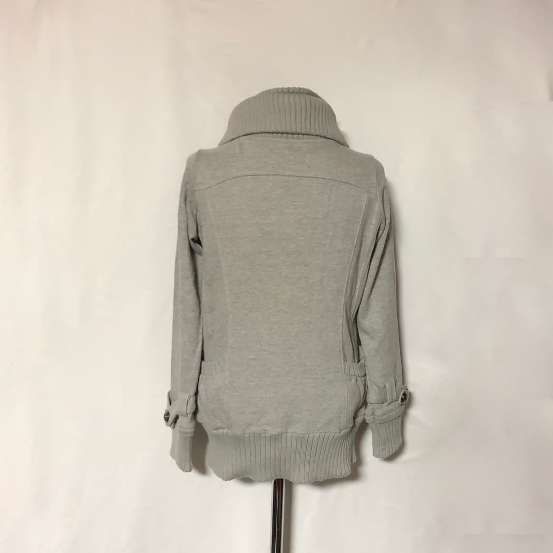 리브 버튼 후드 집업 그레이 상품이미지6