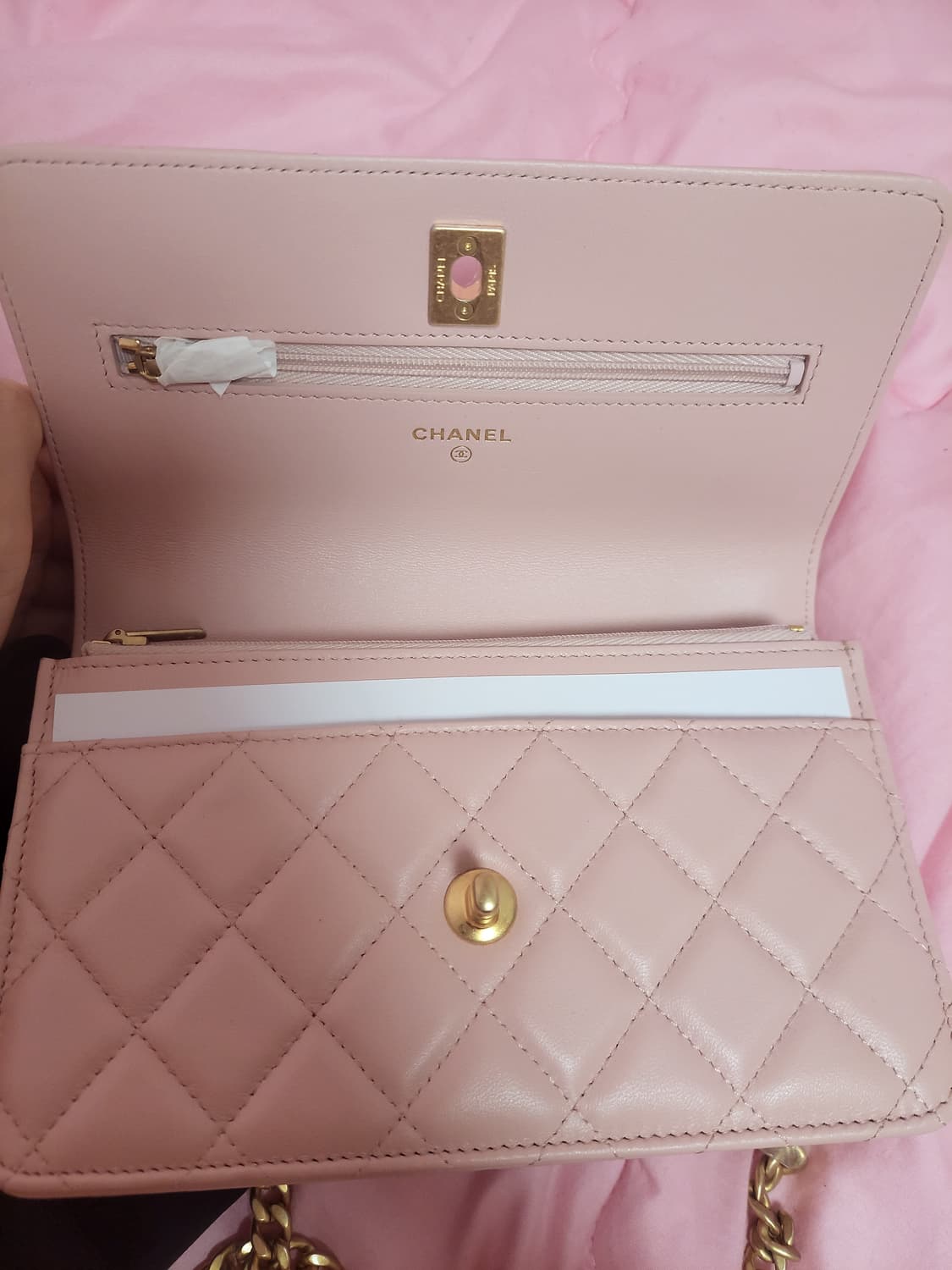 정품)급처미사용새상품!샤넬 핑크 까멜리아 골든볼 WOC크로스숄더백공주가방 상품이미지6
