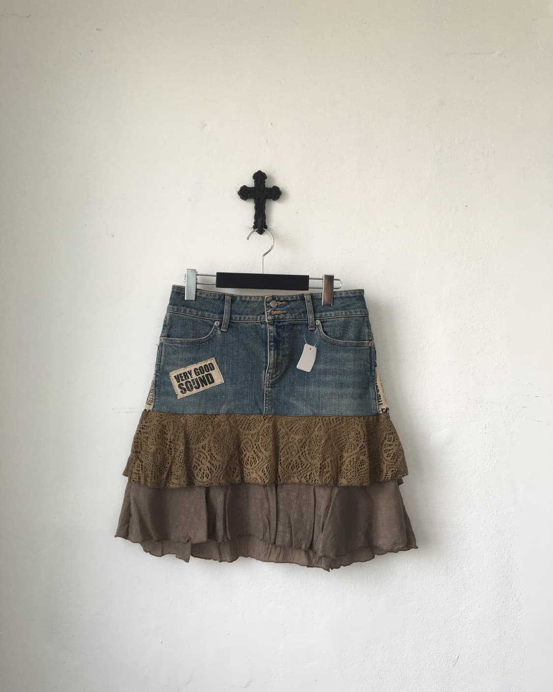 Layer point denim midi skirt 상품이미지1