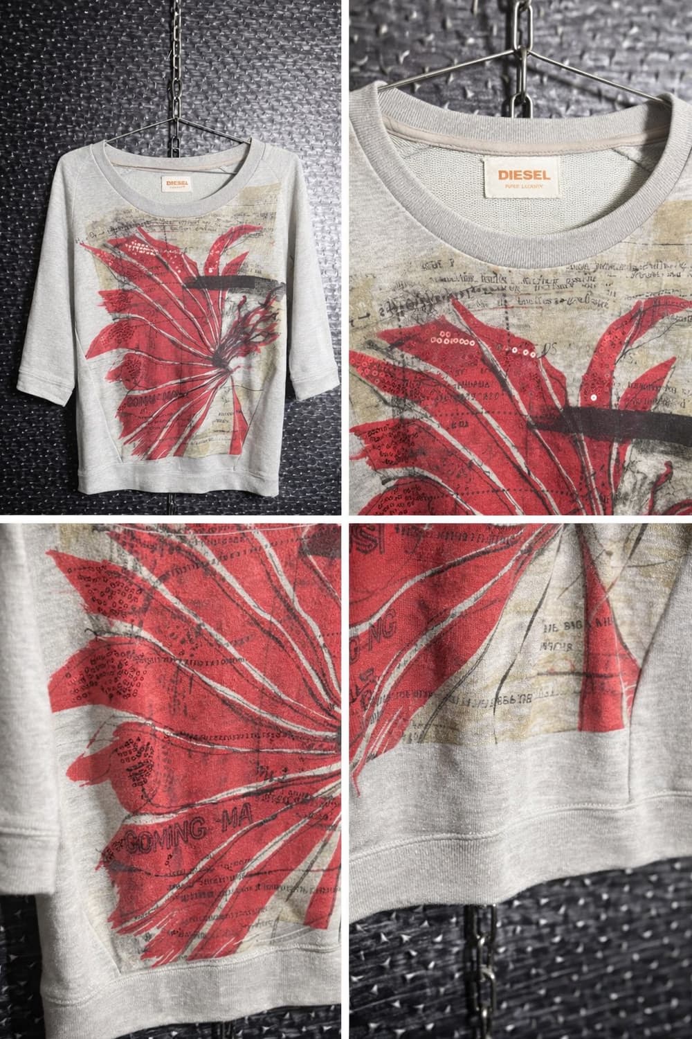 Diesel 레드플라워 크롭 스웻탑 상품이미지2