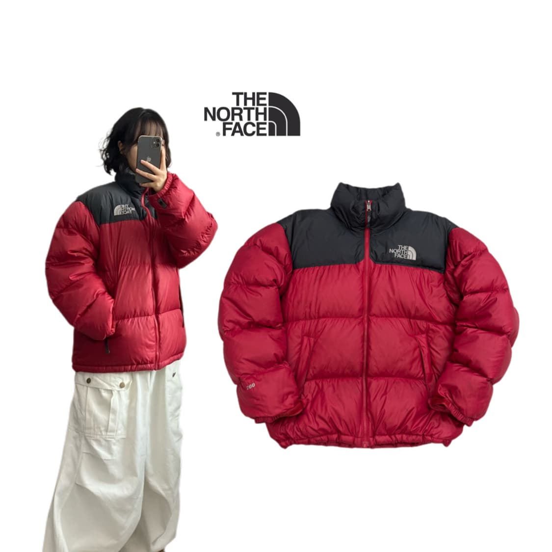 노스페이스 700 눕시 구스다운 레드 패딩  상품이미지1