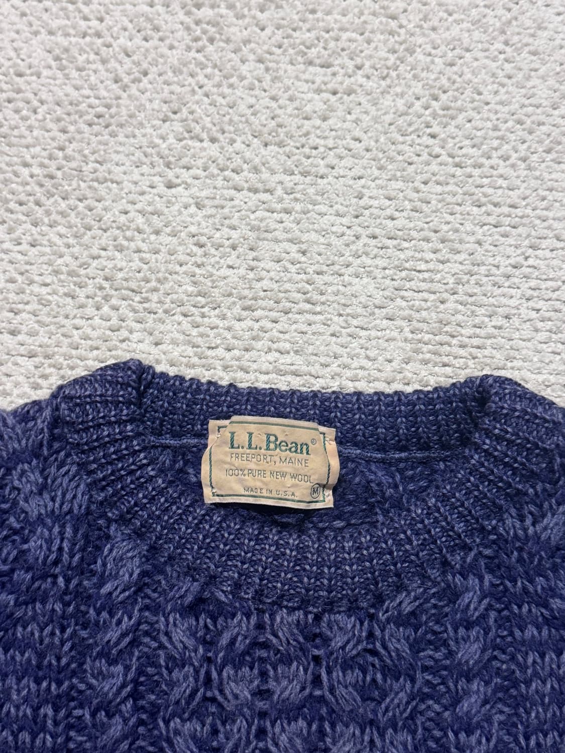 L.L.Bean 미국생산 케이블 니트 퓨어울 100% M 상품이미지3