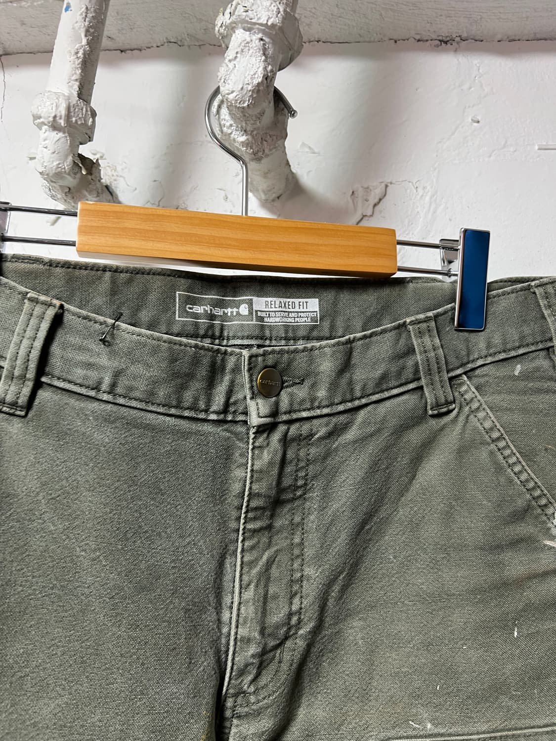 칼하트 릴랙스핏 더블니 카펜터 팬츠 모스 그린 상품이미지2