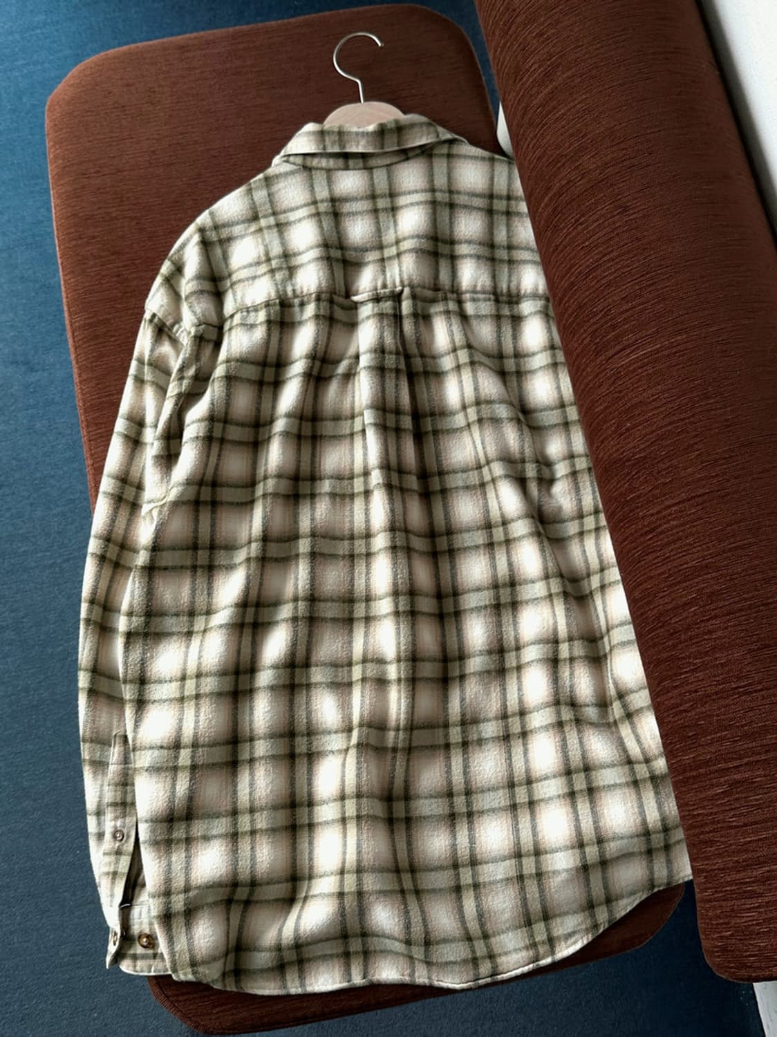 Cotton woven nel check wide shirt 상품이미지4