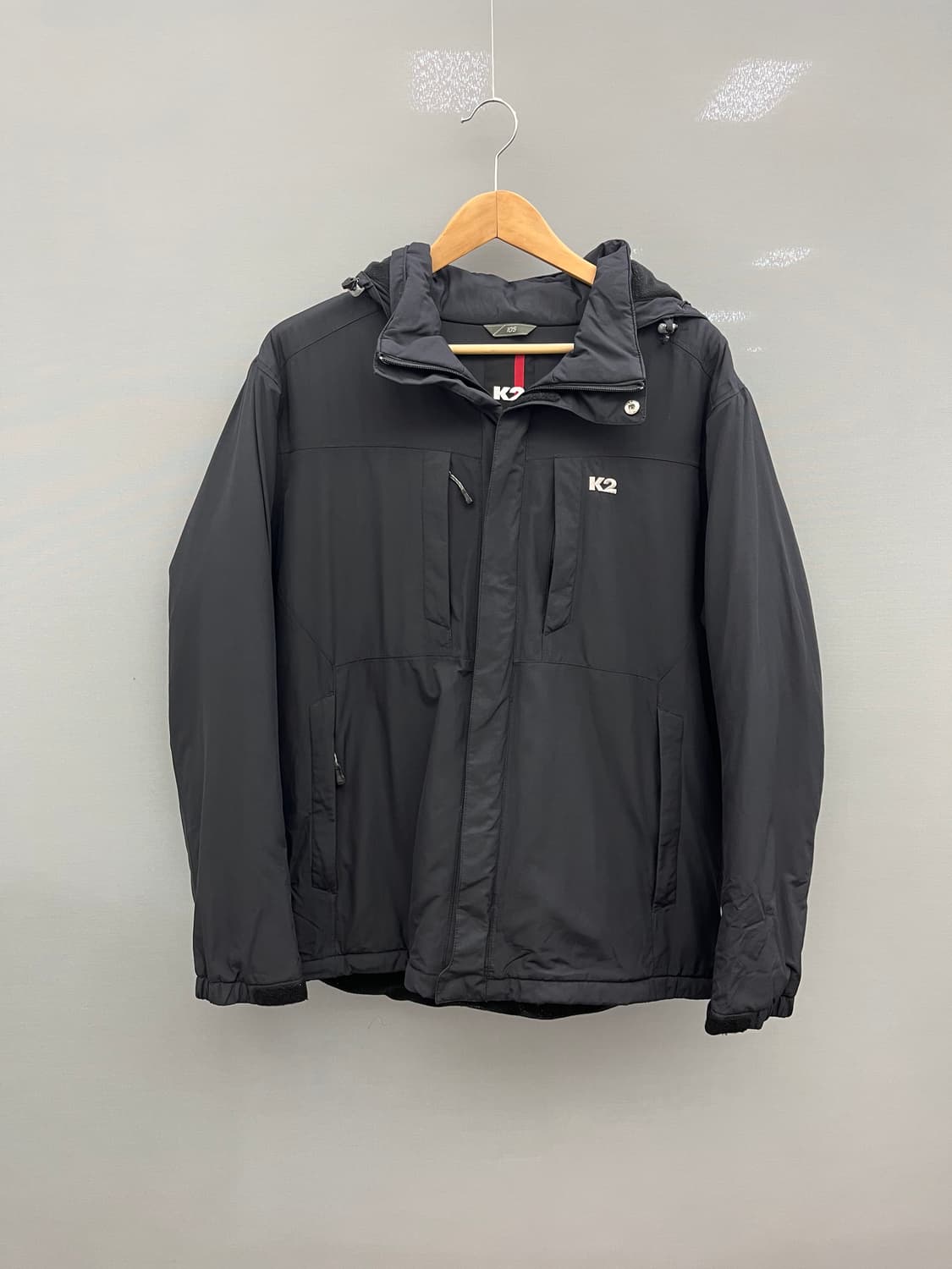 K2 검정색 후드 바람막이 기모 점퍼 상품이미지1