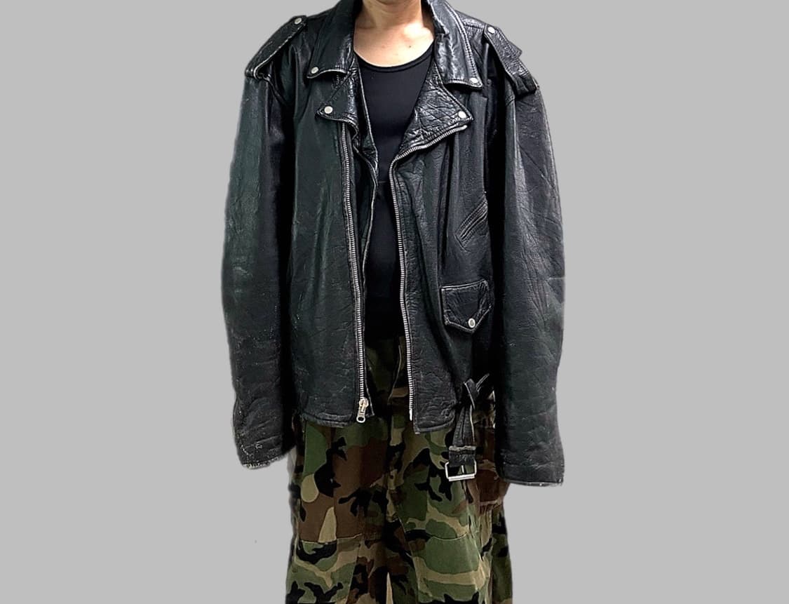 하자있는 미국빈티지 4xl 리얼가죽 바이커 자켓 상품이미지1