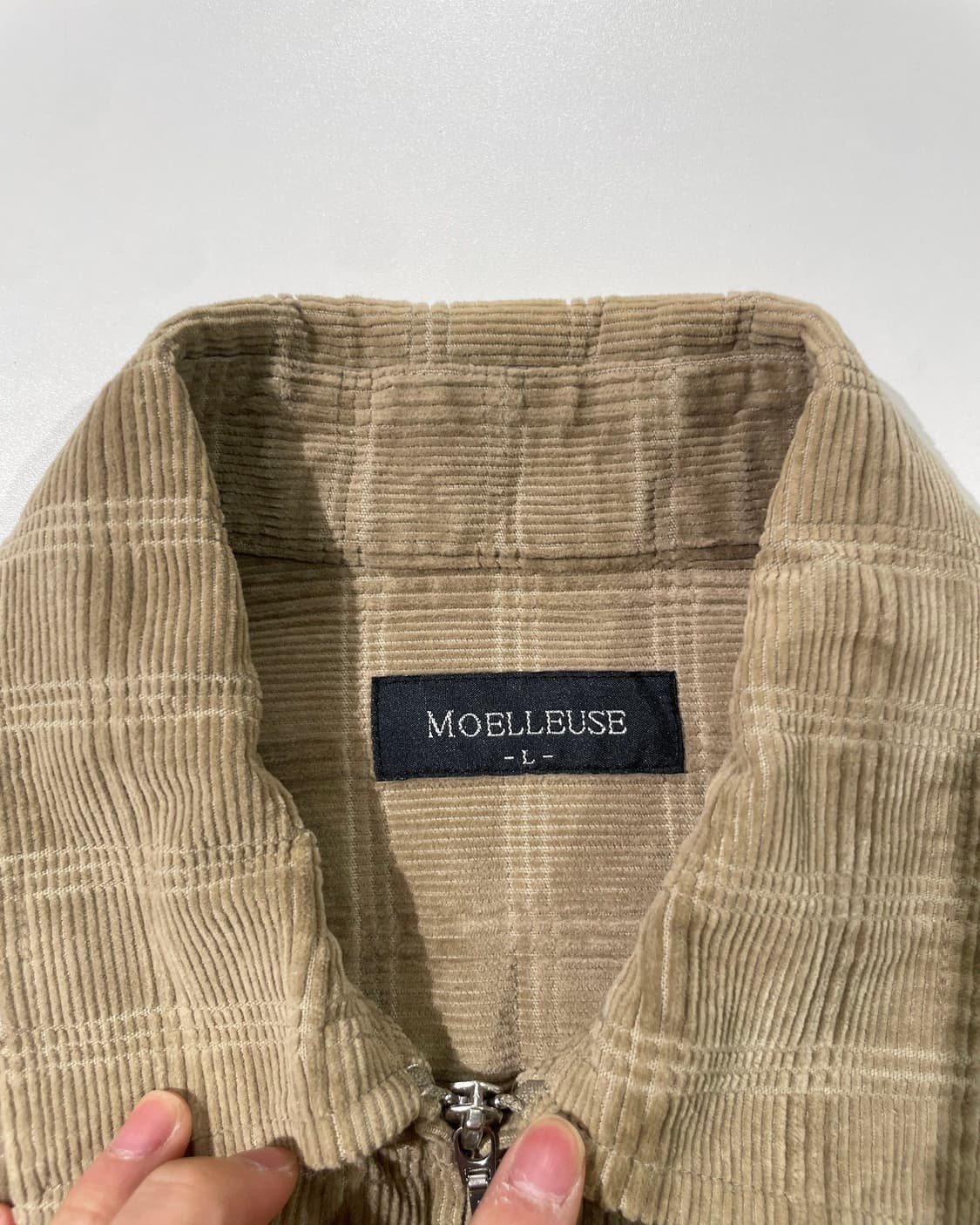 moelleuse 베이지 코듀로이 체크 집업 자켓 상품이미지7