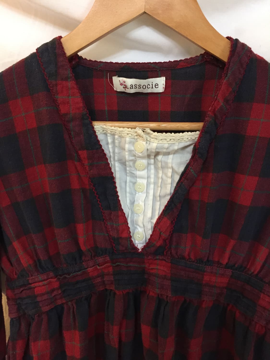 레이스 레이어드 모리걸 체크티셔츠 상품이미지2