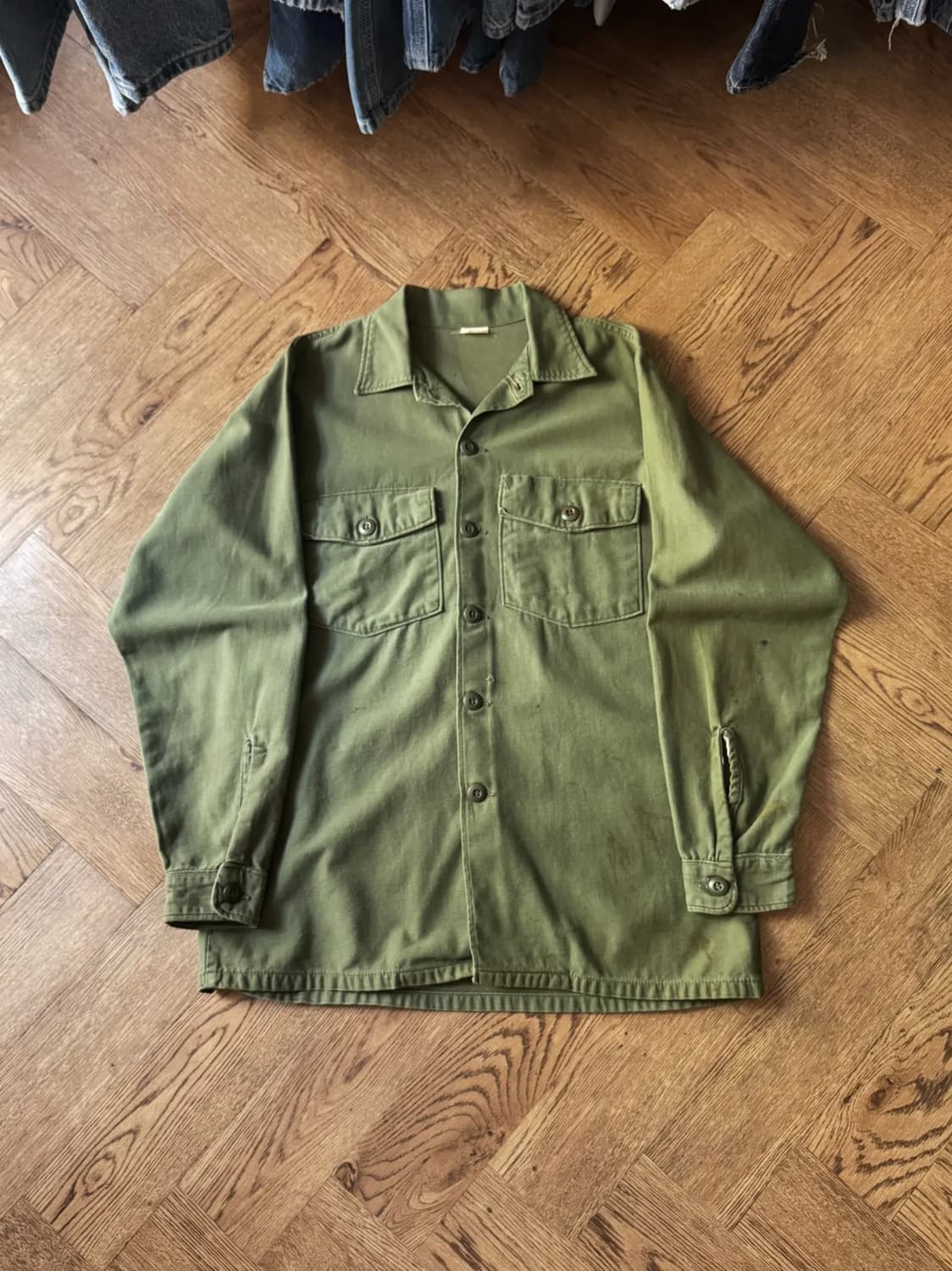 [M]60s 오리지널 U.S ARMY OG-107 더티워싱 밀리터리 셔츠 상품이미지1