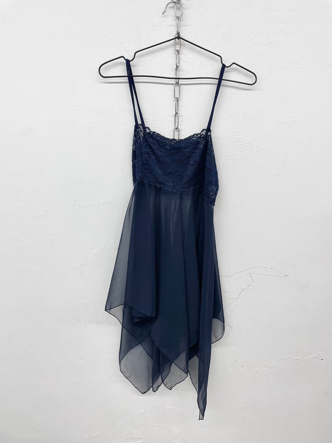 네이비 시어 언발 슬립 상품이미지4