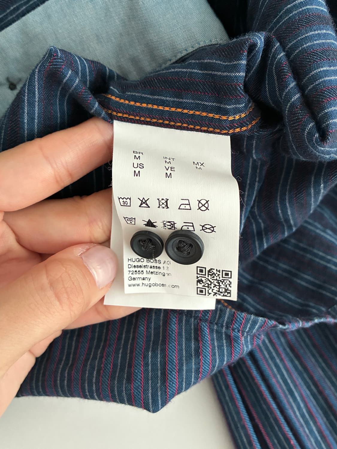 M) 휴고 보스 슬림핏 스트라이프 셔츠 네이비 상품이미지6