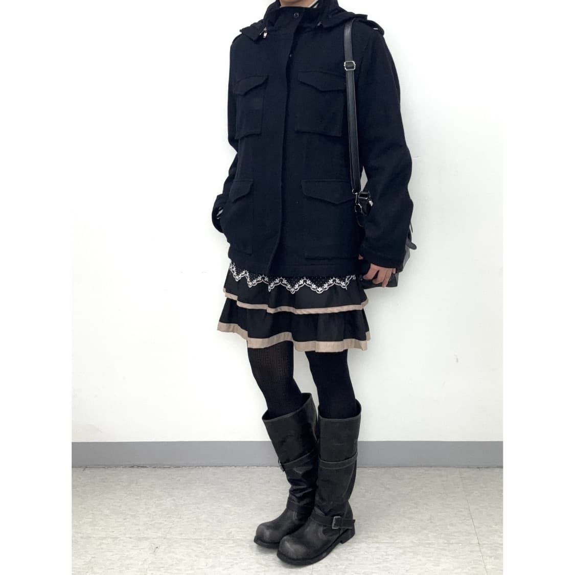 빈티지 블랙 하프 코트 상품이미지3