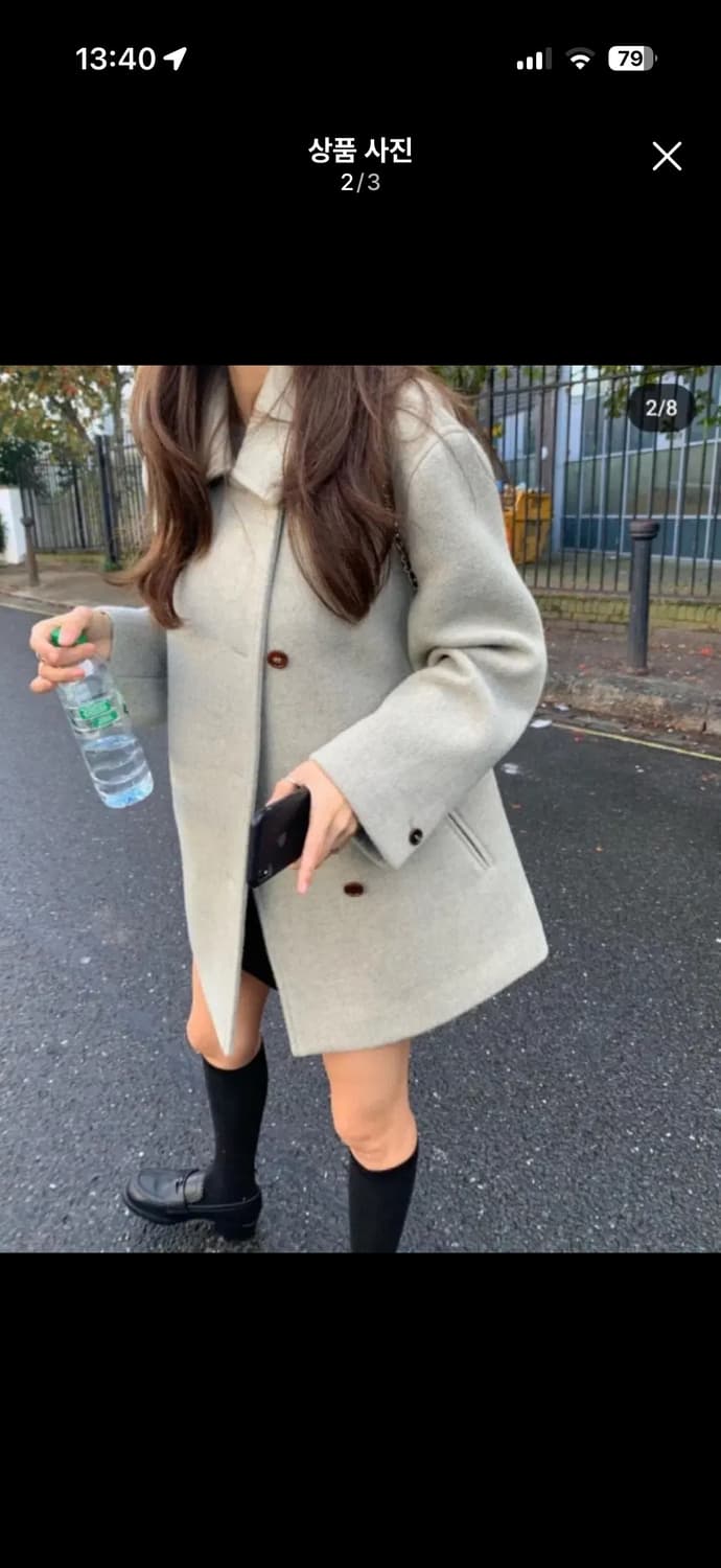 타낫 스트레이트 하프 울 코트 라이트 카키 상품이미지2