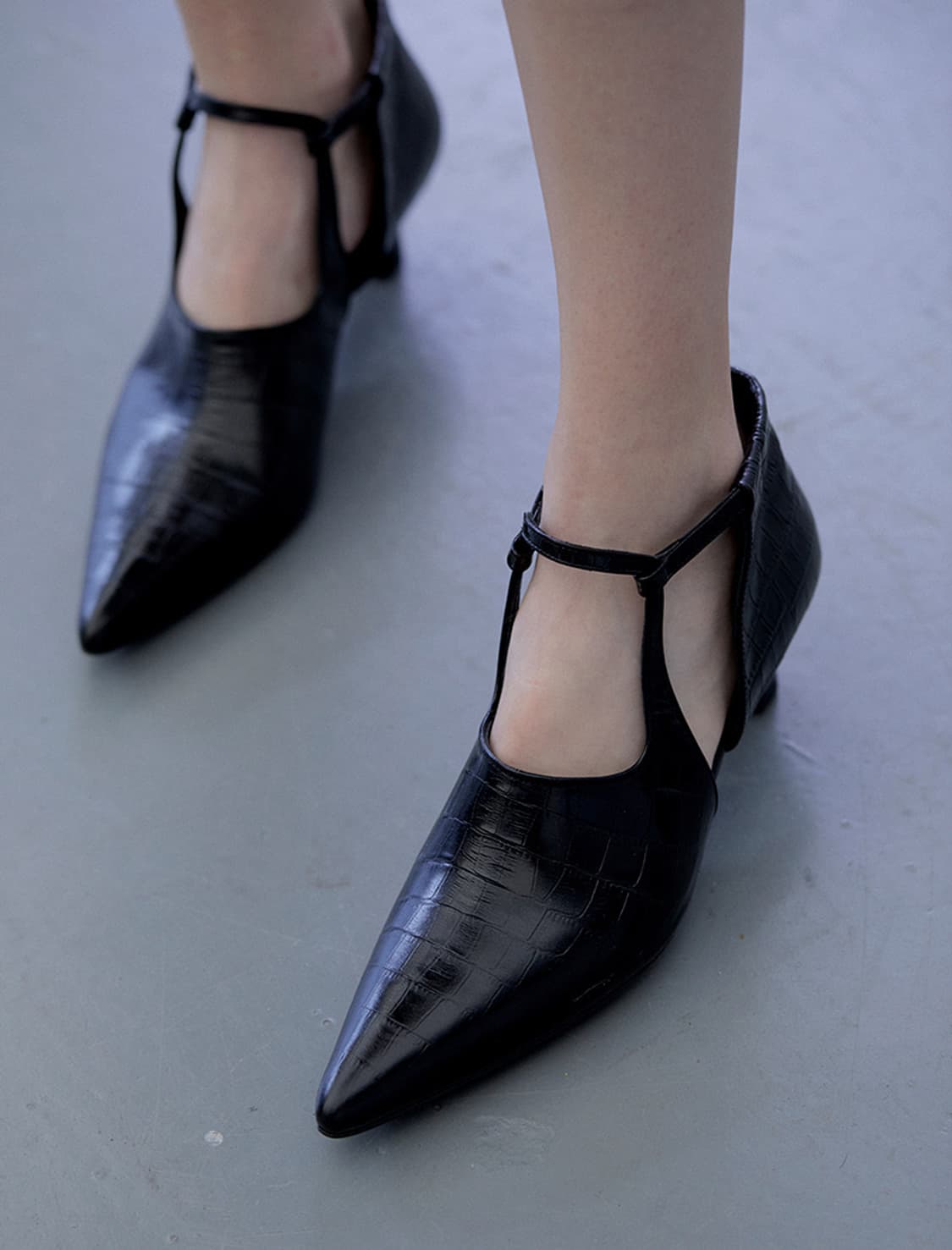 피에톤 Daloa cut out pumps 블랙 크로코 패턴(단종) 상품이미지6