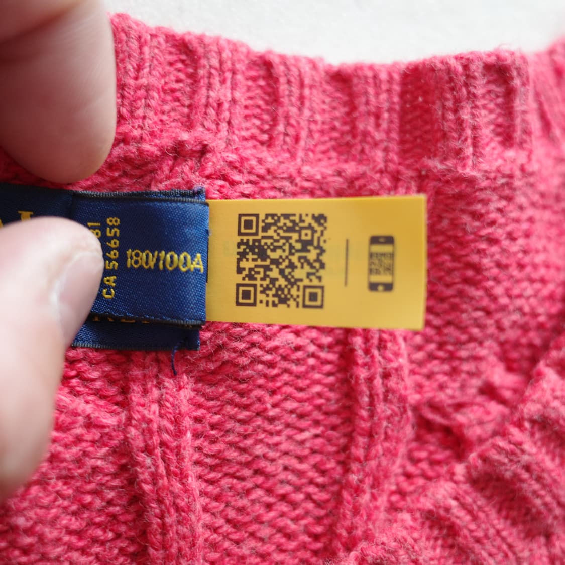 폴로 랄프로렌 QR인증 꽈배기 니트 핑크 (L) 상품이미지6