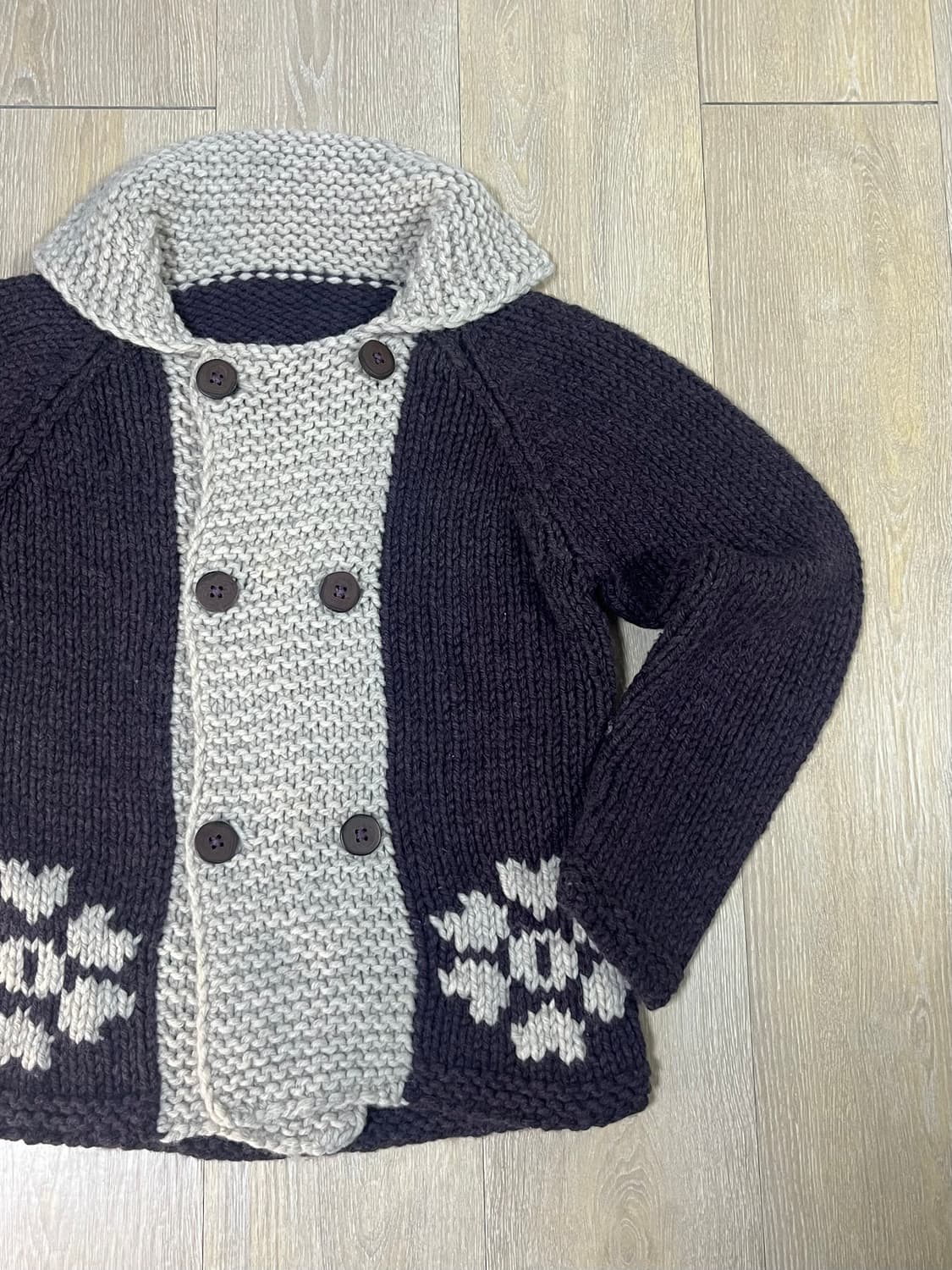 단추 포인트 보라색 가디건 상품이미지2