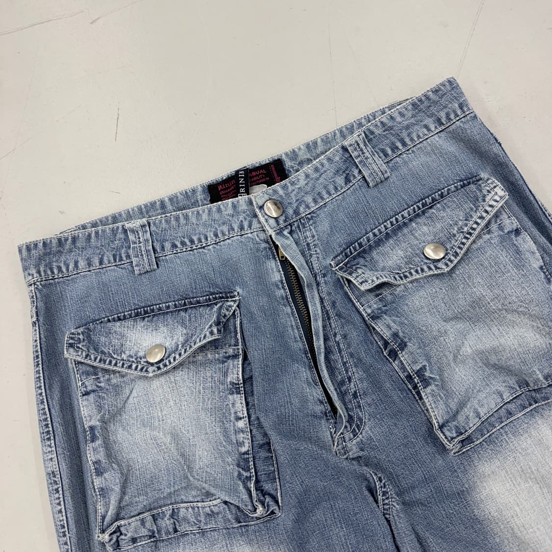 멀티포켓 Y2K 데님 탄창 와이드 빈티지 카고팬츠 상품이미지4