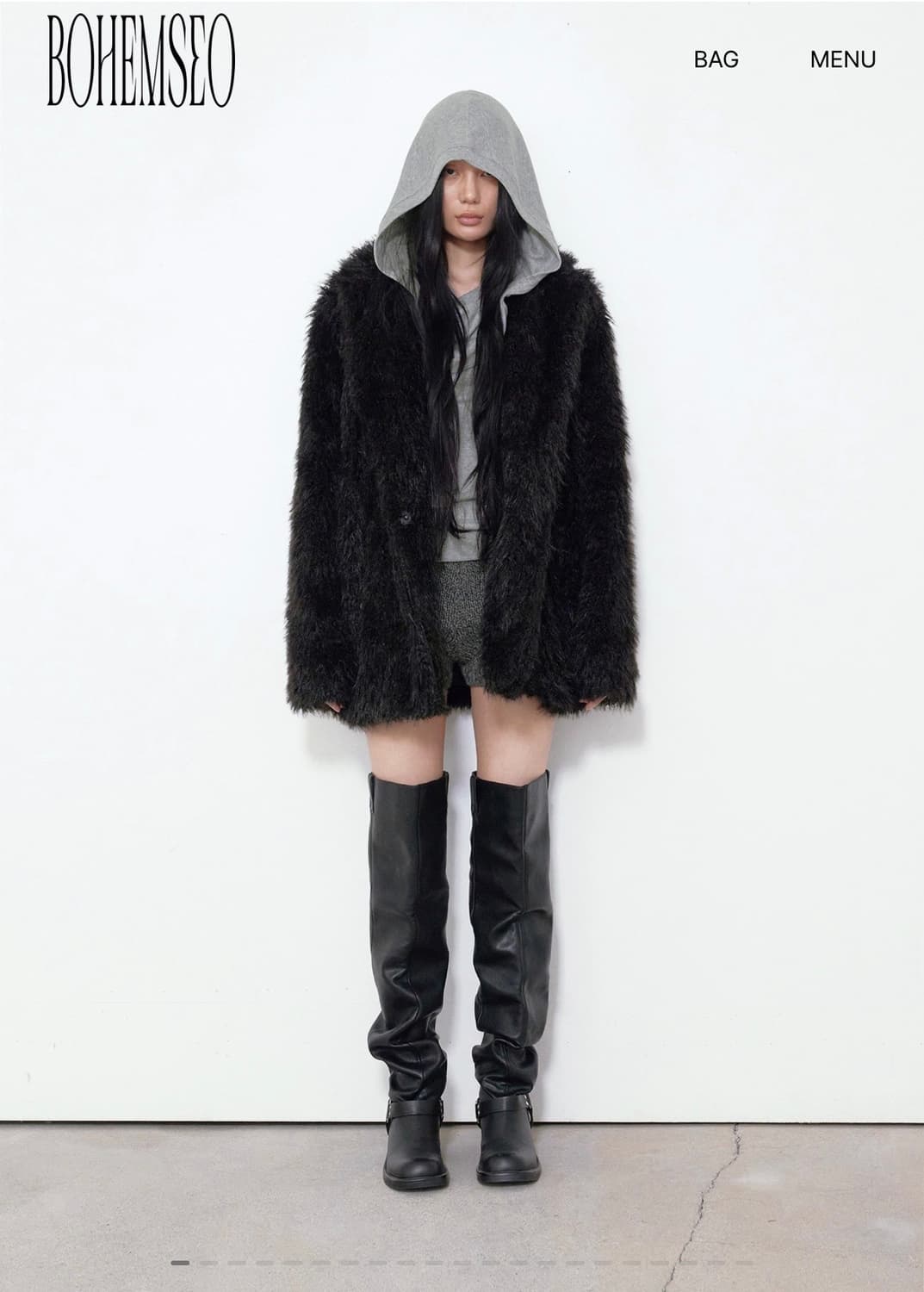 보헴서 퍼 하프 코트 상품이미지1