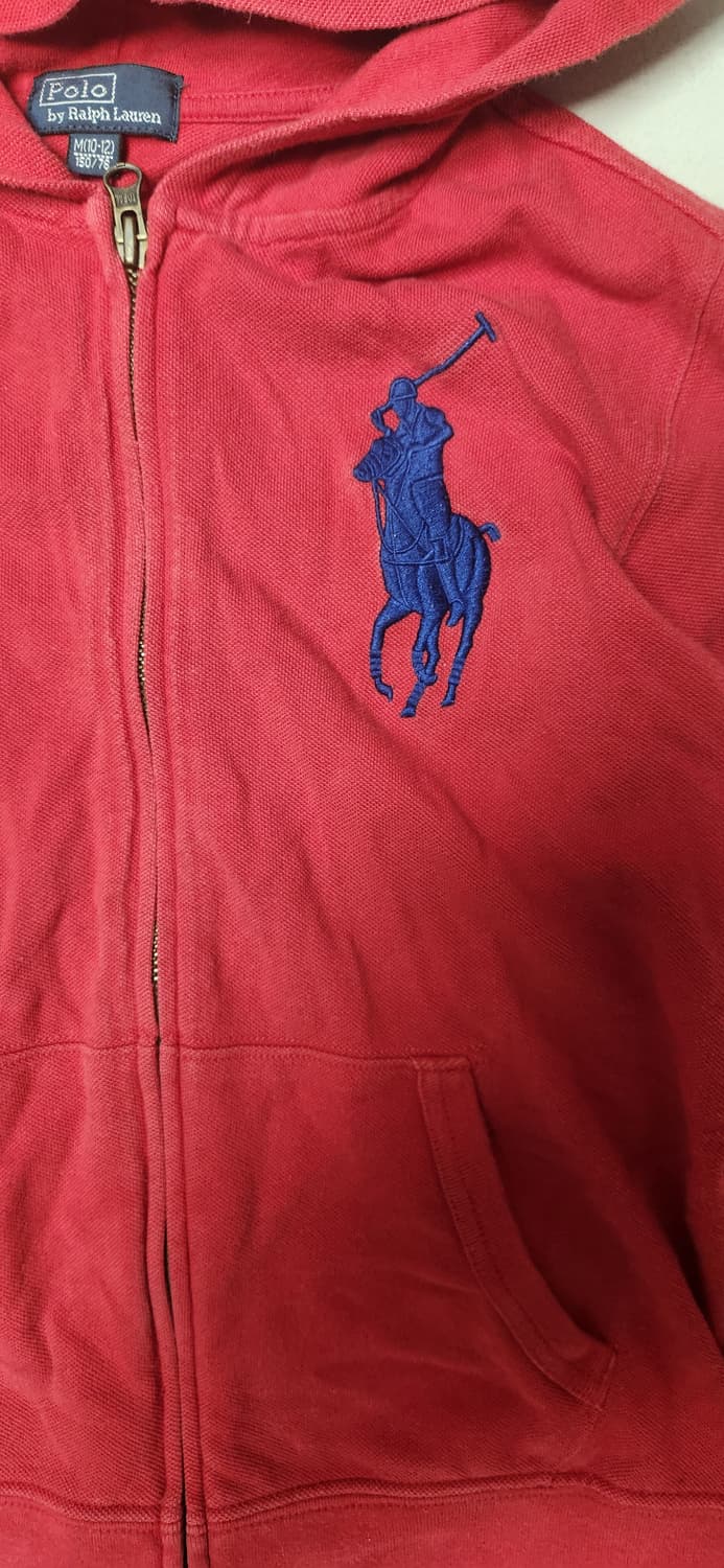 폴로 빅포니 레드 후드집업 M(10-12) 상품이미지2