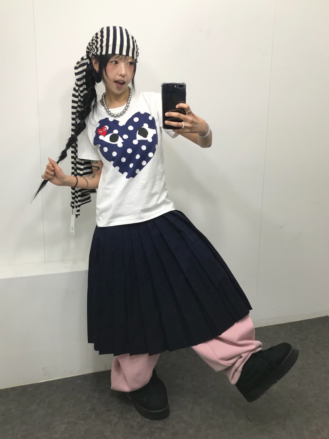  꼼데가르송 더블 도트 하트 프린팅 티셔츠 상품이미지5