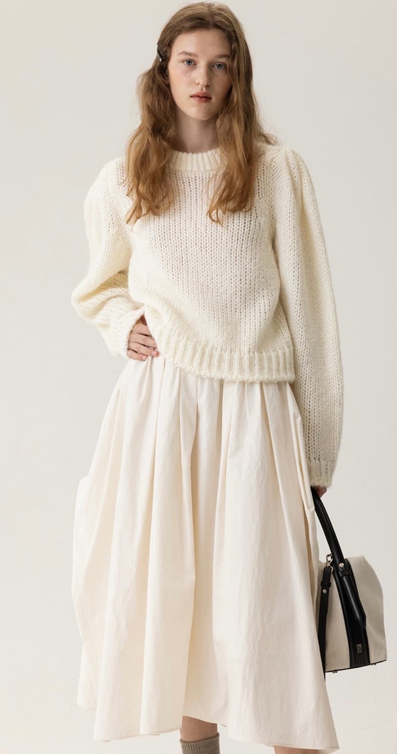 킨더살몬 퍼프 슬리브 풀오버 니트 상품이미지1